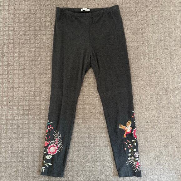 Johnny Was Valentina Embroidered Gray Leggings Size Medium - Picture 6 of 9